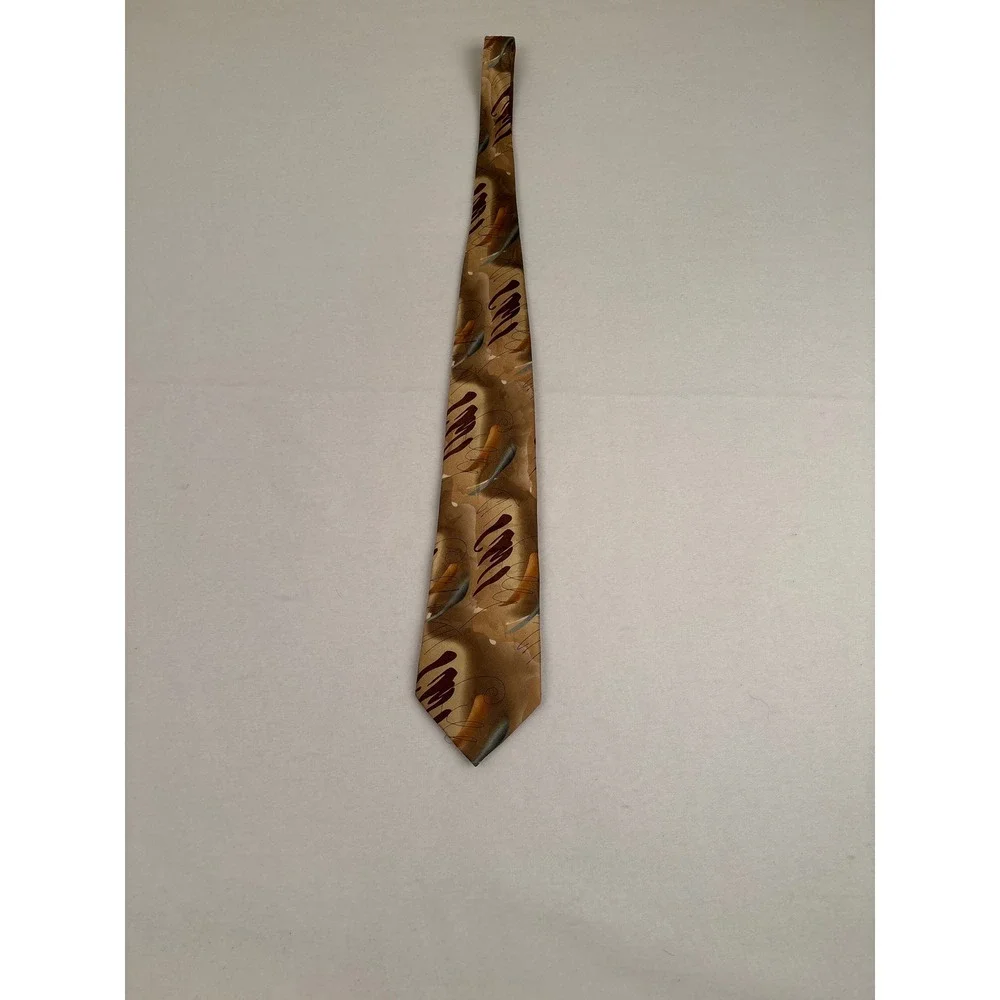 J. Garcia Mens Silk Tie Like‎ a Twittering Machine Limited Edition Tan Brown Art